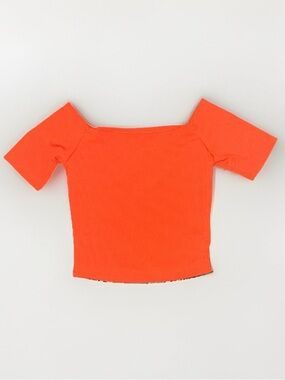 SHEIN Orange Off-Shoulder Ribbed Crop Top